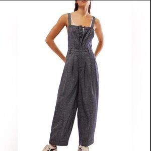 Free People Leonie Menswear One Piece In Navy Combo Size S